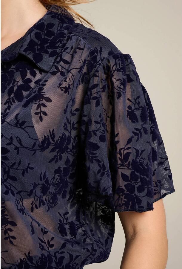 LOLALIZA gebloemde jacquard blouse blauw - Foto 2