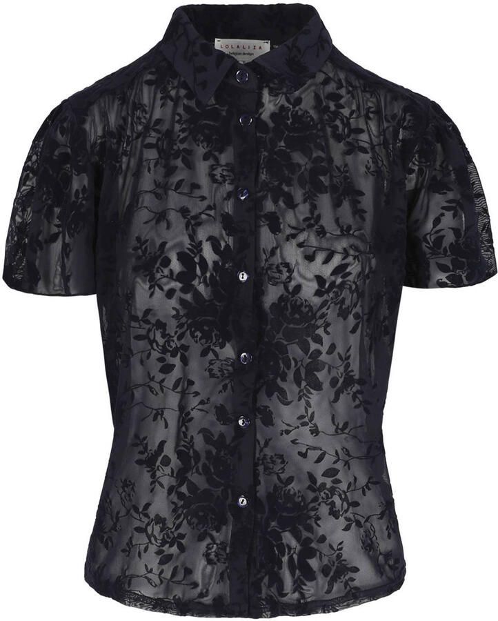 LOLALIZA gebloemde jacquard blouse blauw - Foto 2