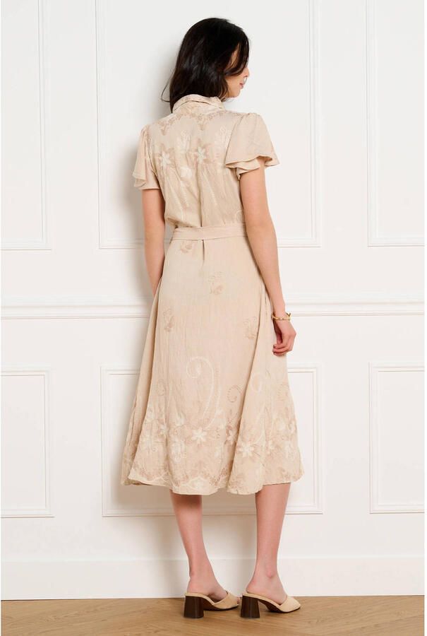 LOLALIZA gebloemde midi jurk beige - Foto 2