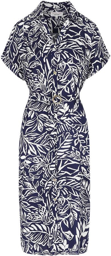 LOLALIZA gebloemde midi jurk donkerblauw - Foto 2