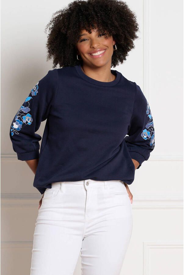 LOLALIZA gebloemde sweater blauw