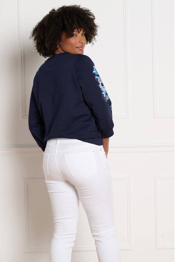 LOLALIZA gebloemde sweater blauw - Foto 3