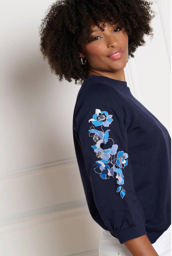 LOLALIZA gebloemde sweater blauw - Foto 2