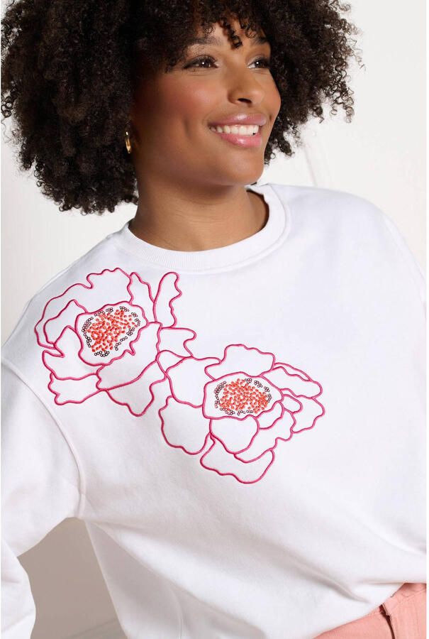 LOLALIZA gebloemde sweater ecru - Foto 2