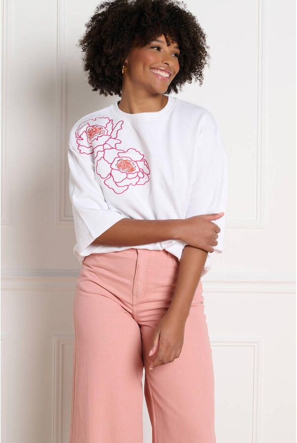 LOLALIZA gebloemde sweater ecru - Foto 3