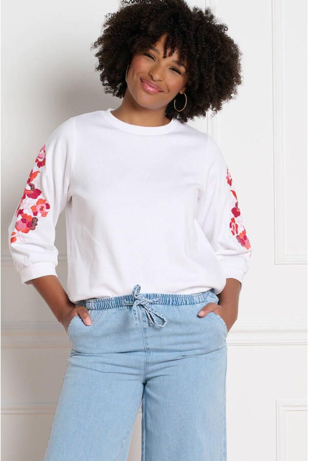 LOLALIZA gebloemde sweater wit
