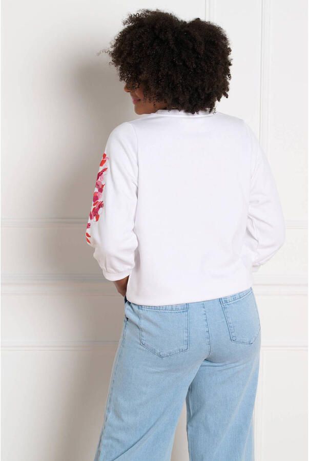 LOLALIZA gebloemde sweater wit - Foto 3
