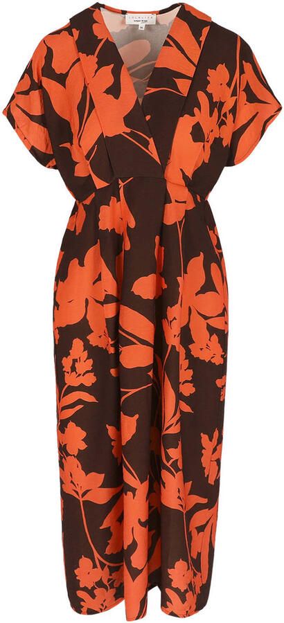 LOLALIZA gebloemde zomerjurk oranje - Foto 3