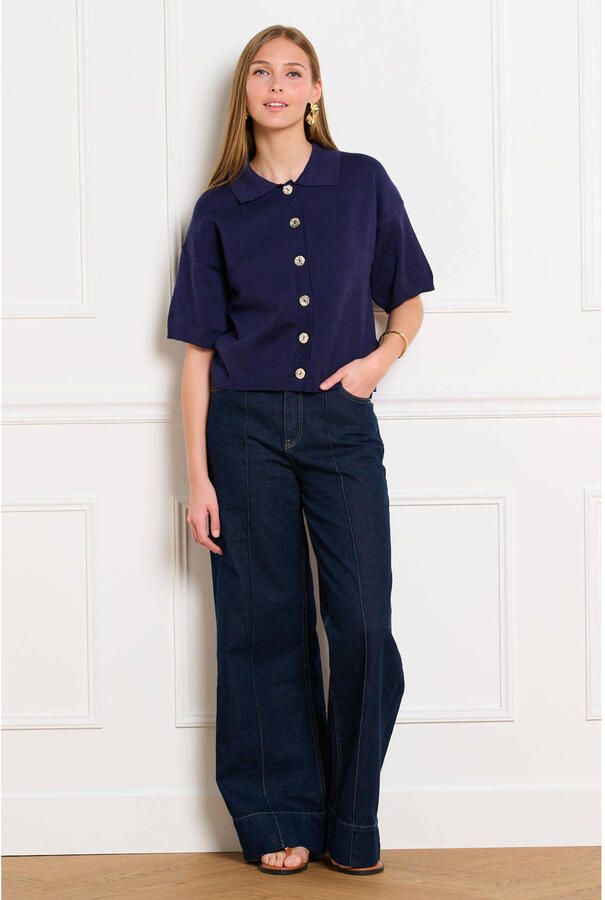 LOLALIZA gebreid vest donkerblauw