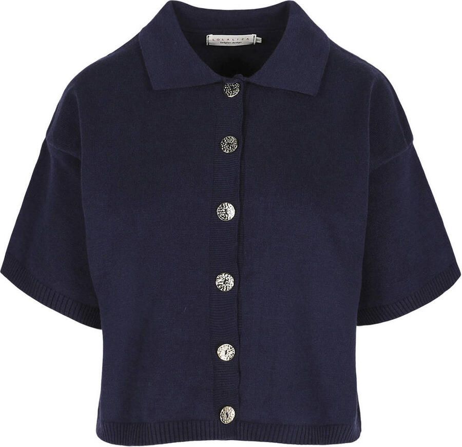 LOLALIZA gebreid vest donkerblauw - Foto 2