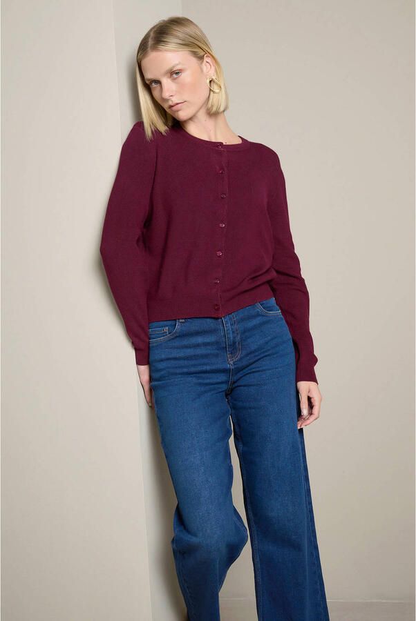 LOLALIZA gebreid vest donkerrood