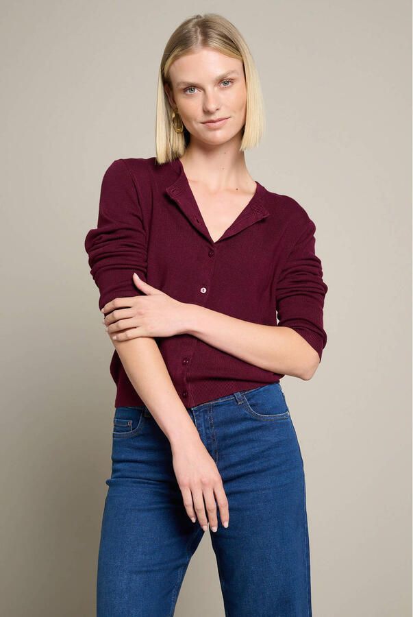 LOLALIZA gebreid vest donkerrood - Foto 3