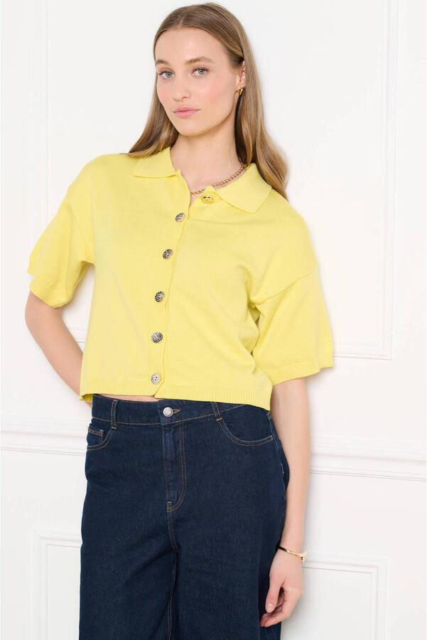LOLALIZA gebreid vest geel