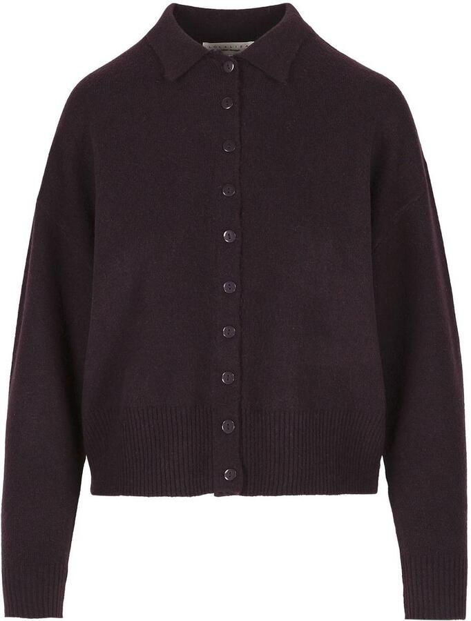 LOLALIZA gebreid vest met wol aubergine - Foto 2