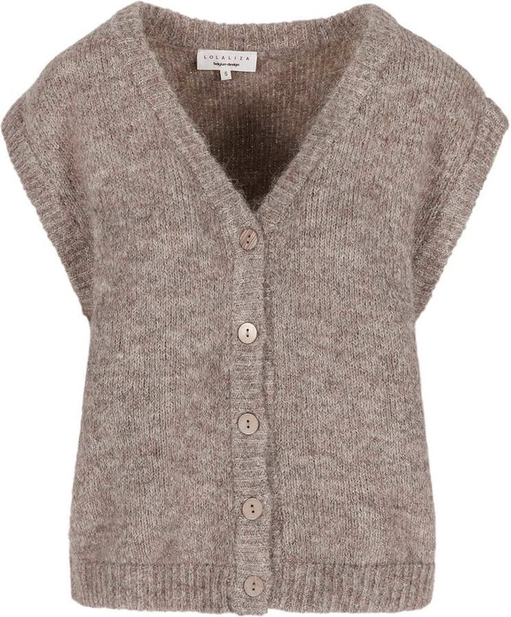 LOLALIZA gebreid vest met wol beige - Foto 2