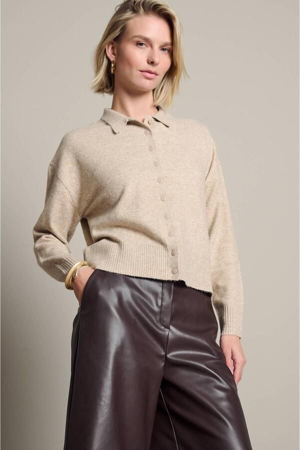 LOLALIZA gebreid vest met wol beige