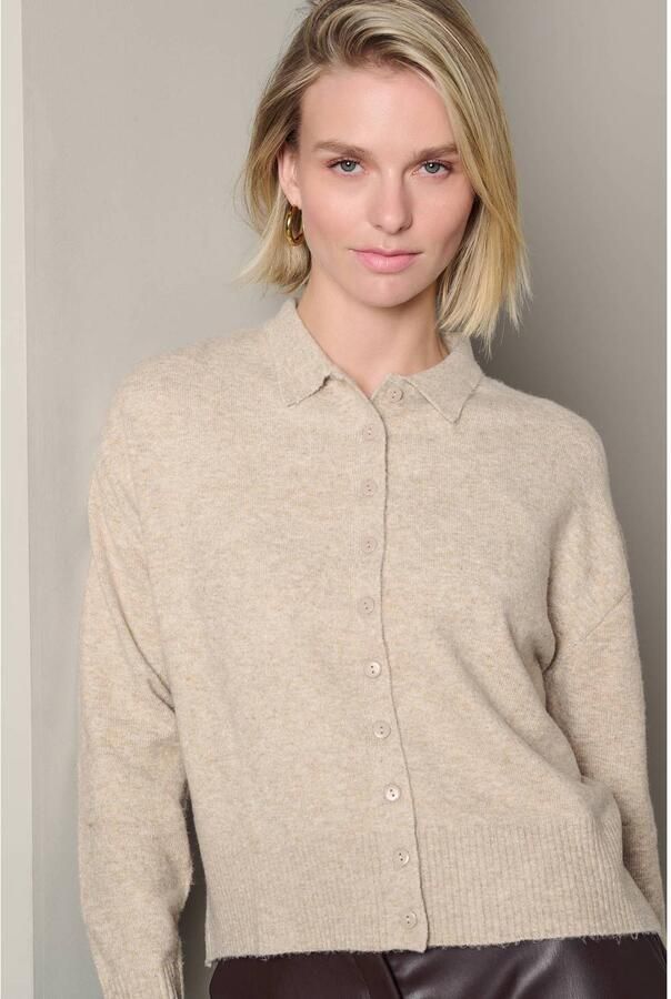 LOLALIZA gebreid vest met wol beige - Foto 2