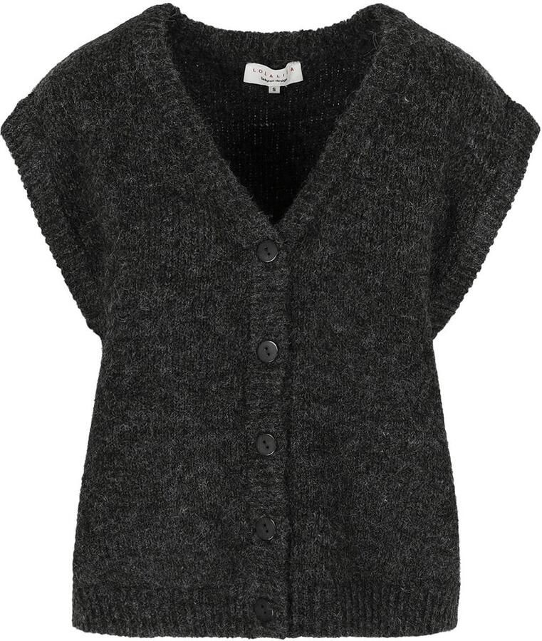 LOLALIZA gebreid vest met wol grijs - Foto 2