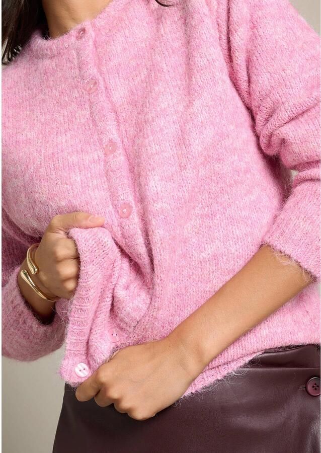 LOLALIZA gebreid vest met wol roze - Foto 2