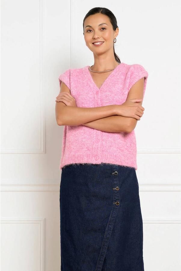 LOLALIZA gebreid vest met wol roze