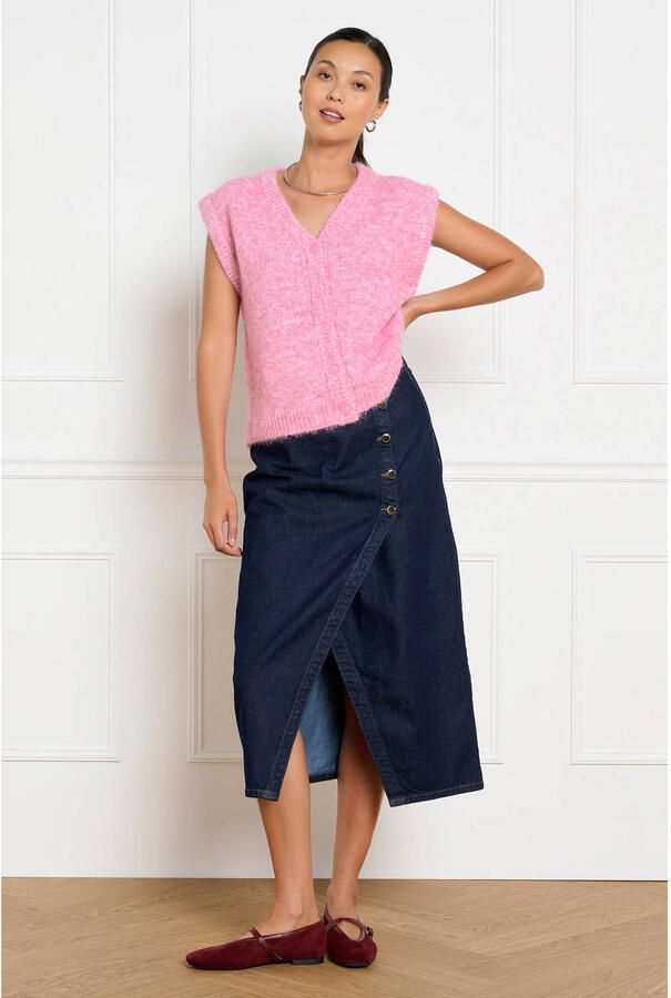 LOLALIZA gebreid vest met wol roze - Foto 3