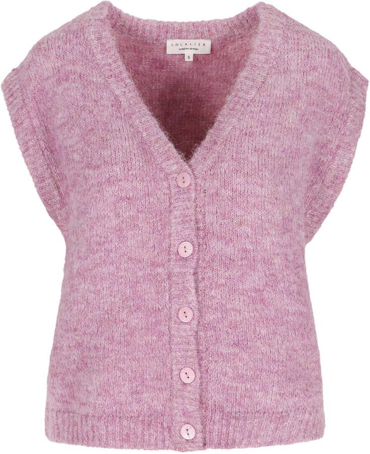 LOLALIZA gebreid vest met wol roze - Foto 2