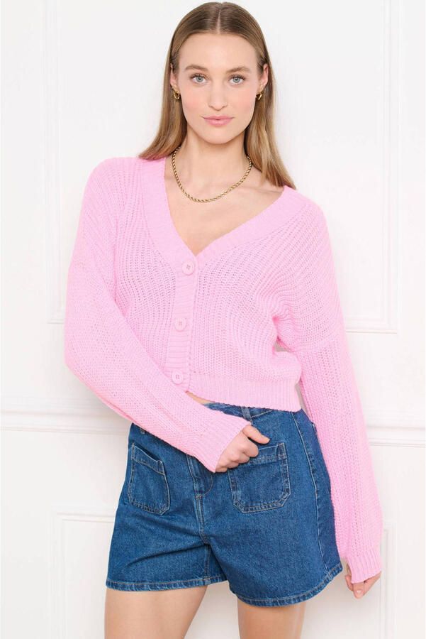 LOLALIZA gebreid vest roze