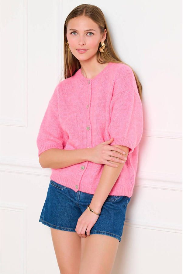 LOLALIZA gebreid vest roze