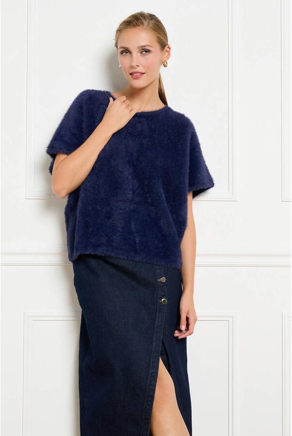 LOLALIZA gebreide trui donkerblauw - Foto 3