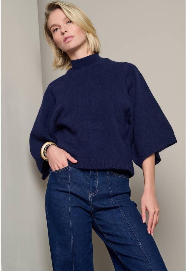 LOLALIZA gebreide trui met wol marineblauw