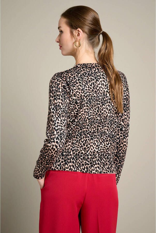 LOLALIZA gebreide vest met dierenprint bruin - Foto 2