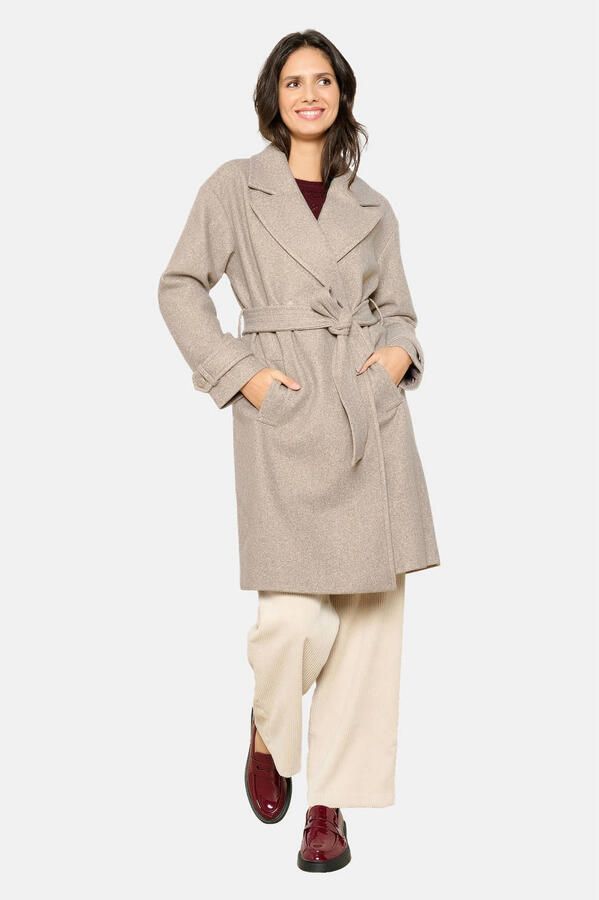 LOLALIZA gemêleerde trenchcoat tussen taupe - Foto 2
