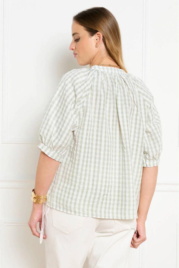 LOLALIZA geruit blouse groen - Foto 3