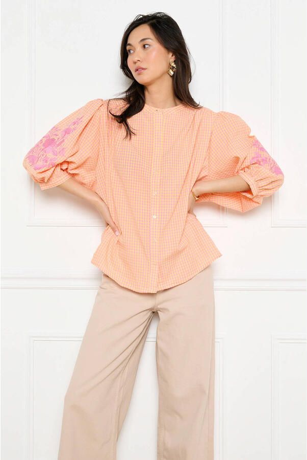 LOLALIZA geruit blouse roze