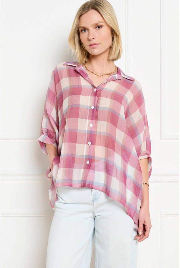 LOLALIZA geruit blouse roze
