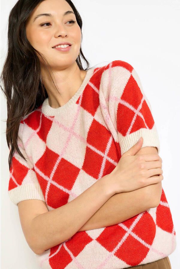LOLALIZA geruit top rood gebreid - Foto 3