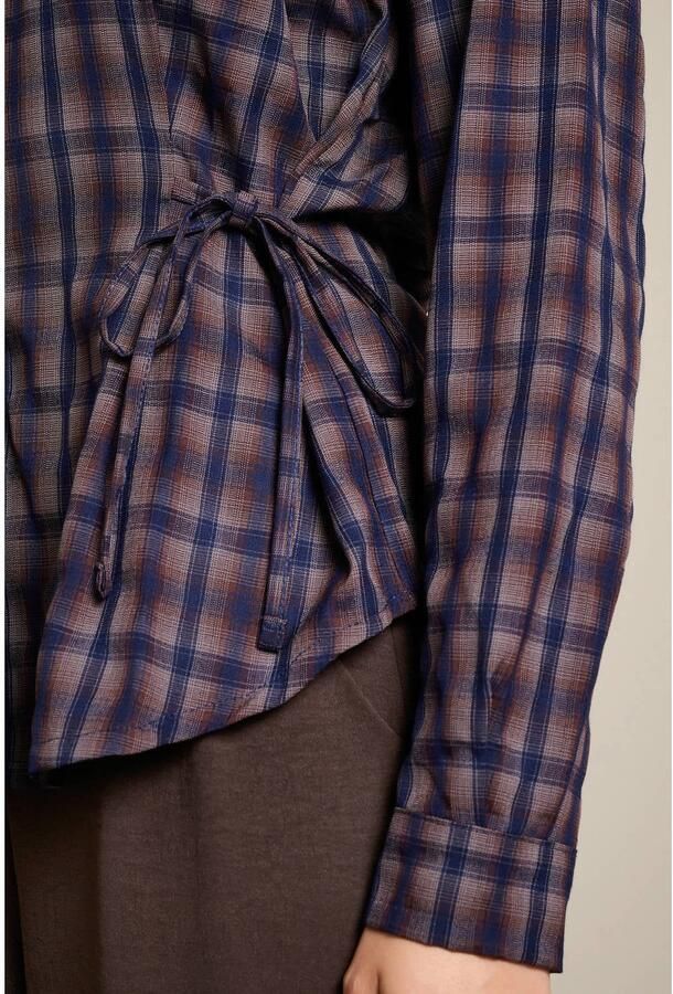 LOLALIZA geruite blouse bruin blauw - Foto 2