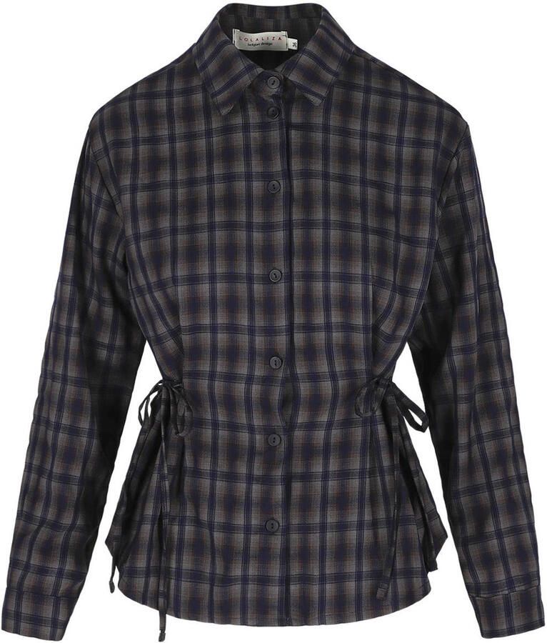 LOLALIZA geruite blouse bruin blauw - Foto 2