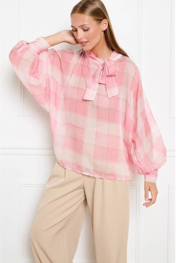 LOLALIZA geruite blouse roze