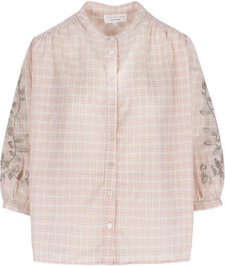 LOLALIZA geruite blouse roze ecru - Foto 2