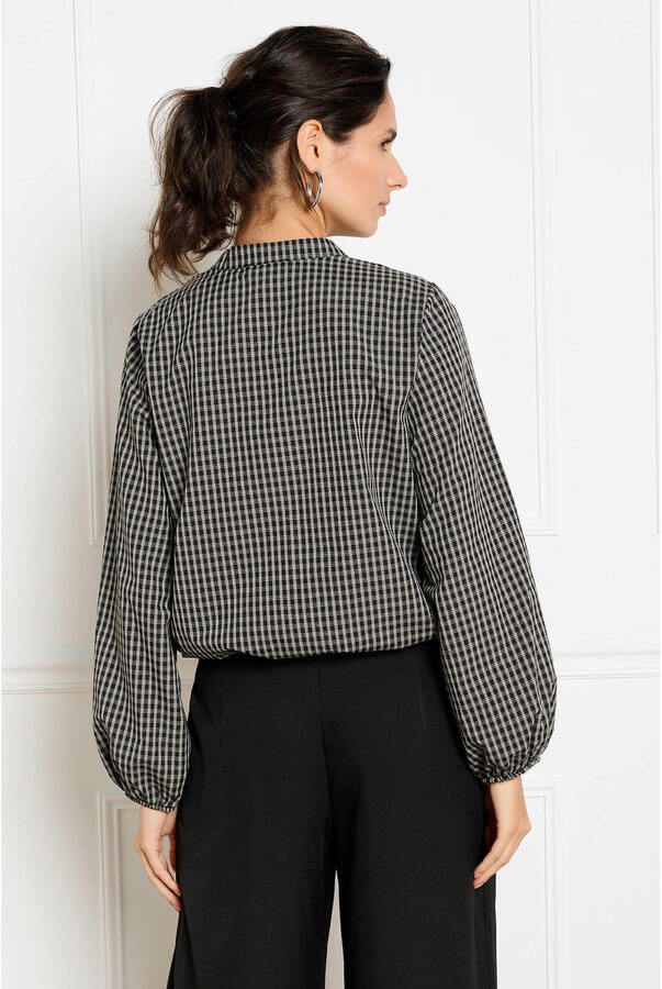 LOLALIZA geruite blouse zwart ecru - Foto 2