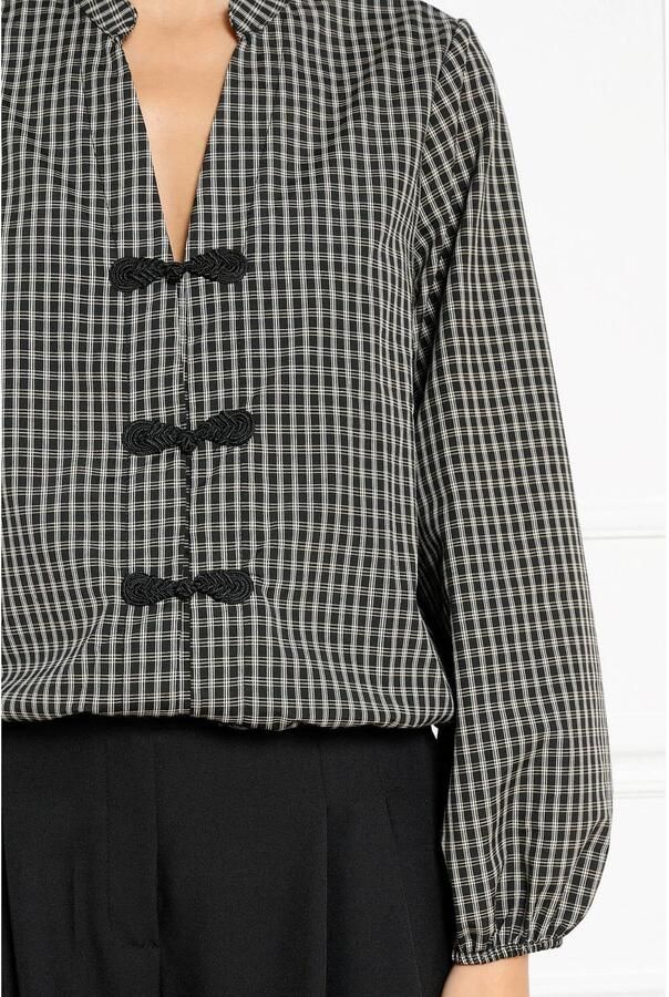 LOLALIZA geruite blouse zwart ecru
