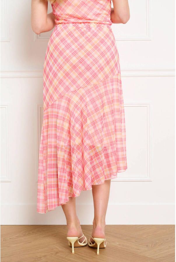 LOLALIZA geruite midi rok roze - Foto 3