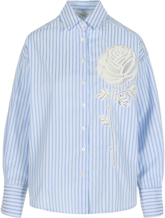 LOLALIZA gestreepte blouse blauw broderie - Foto 2