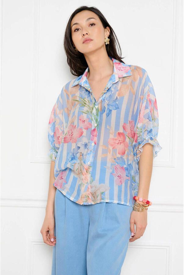 LOLALIZA gestreepte blouse blauw - Foto 3