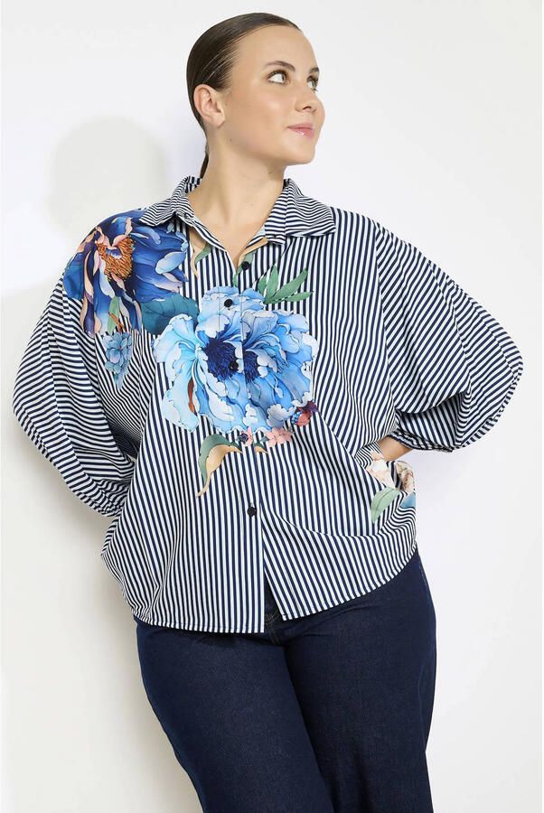 LOLALIZA gestreepte blouse donkerblauw