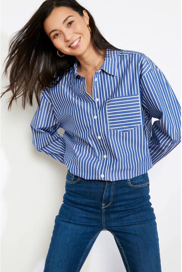 LOLALIZA gestreepte blouse donkerblauw