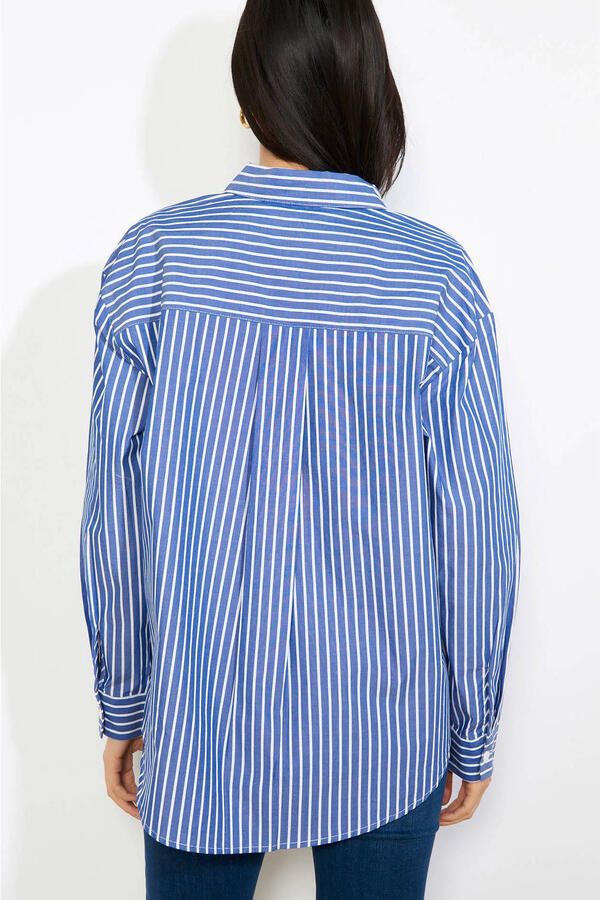 LOLALIZA gestreepte blouse donkerblauw - Foto 2