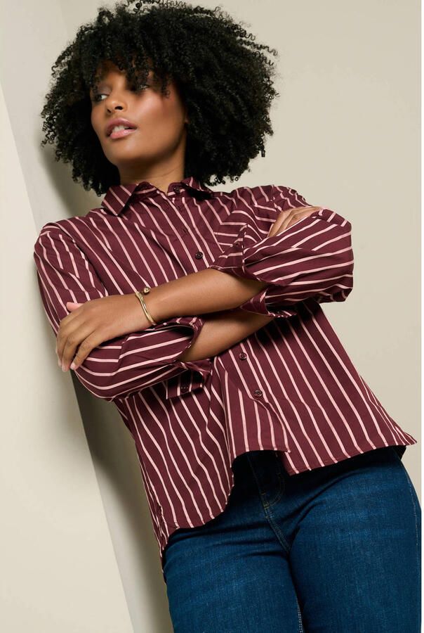 LOLALIZA gestreepte blouse donkerrood