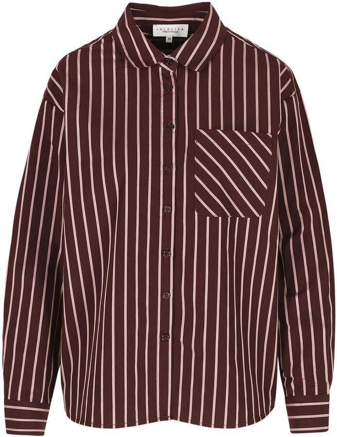 LOLALIZA gestreepte blouse donkerrood - Foto 2